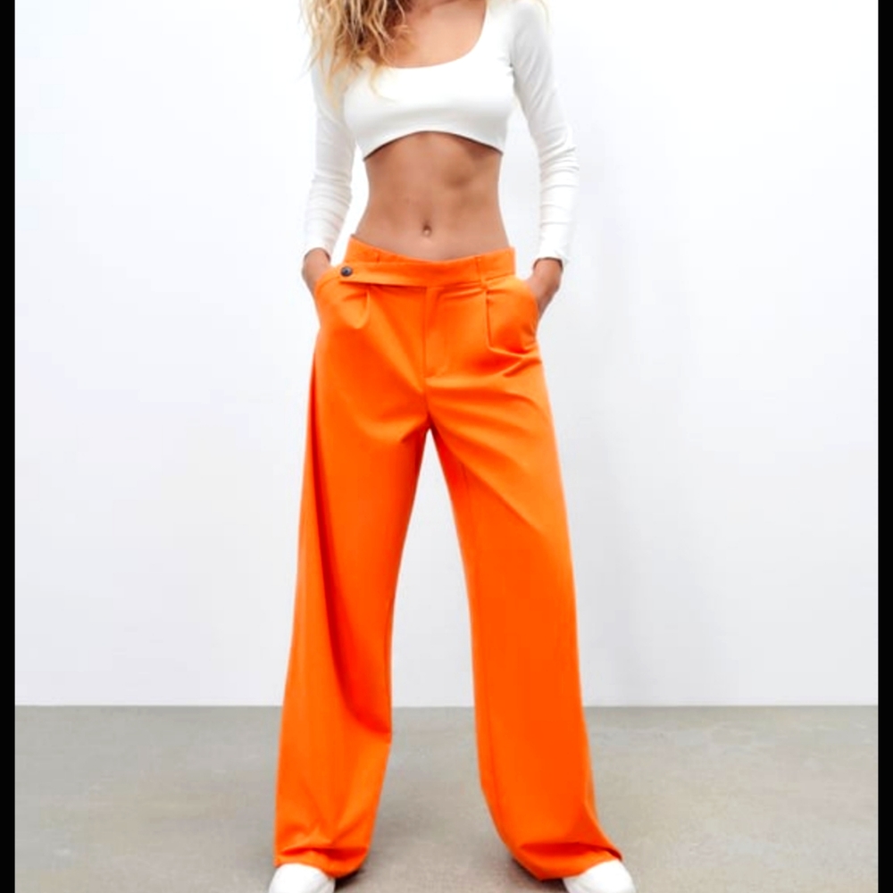 Nwt Zara baggy orange tomboy trouser pants xs
